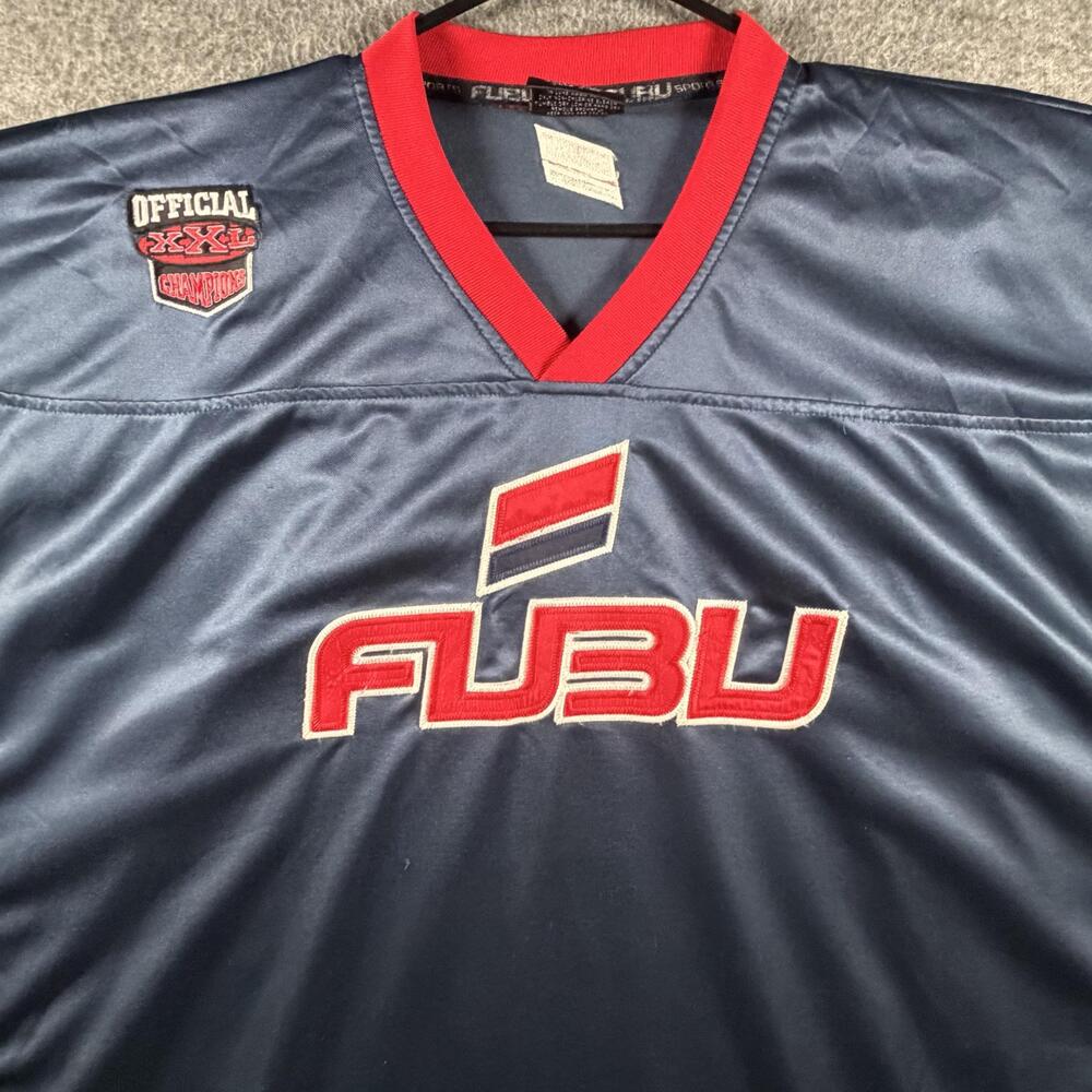 Vintage Y2K FUBU 05 Football Jersey Men XXXL 3XL Blue Red Hip Hop Korea Urban